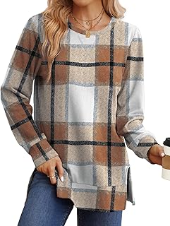 Saloogoe Women's Side Split Sweatshirt | Trending Long Sleeve Fall Fashion Top