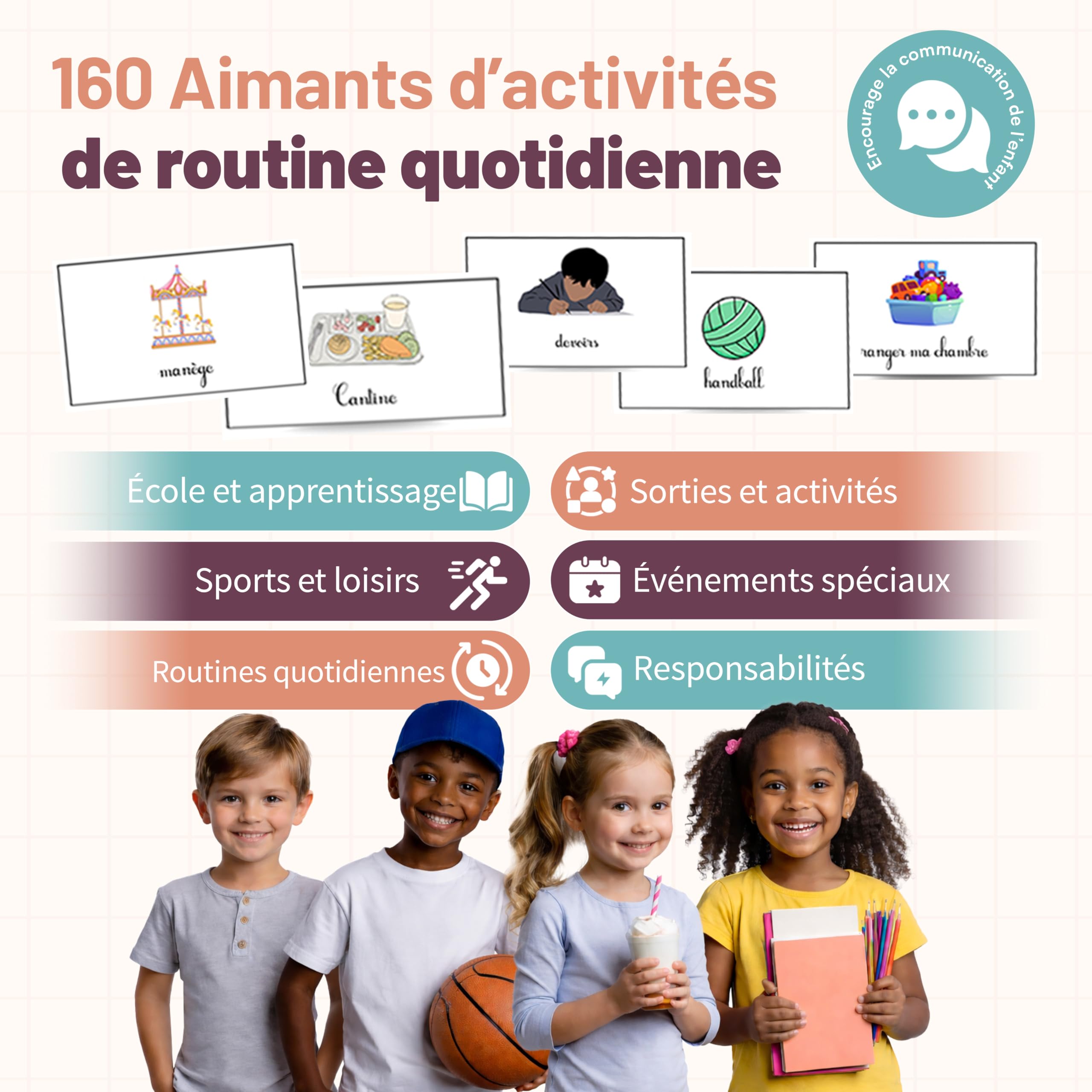 Semainier Enfant Magnétique 160 Aimants Calendrier Éducatif Routine Montessori Dès 3 Ans