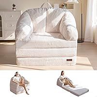 Vista 11 de MAXYOYO Sofá Cama Plegable con Respaldo, Sofá Cama Desplegable Sin Huesos con Asa, Sillón Puf Convertible 2 en 1 a Sofá Tumbona de Piso, Cómodo Sofá