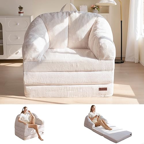 MAXYOYO Sofá cama plegable con respaldo, sofá cama plegable sin hueso con asa, puf convertible 2 en 1, sillón a sofá tumbona, cómodo sofá plegable