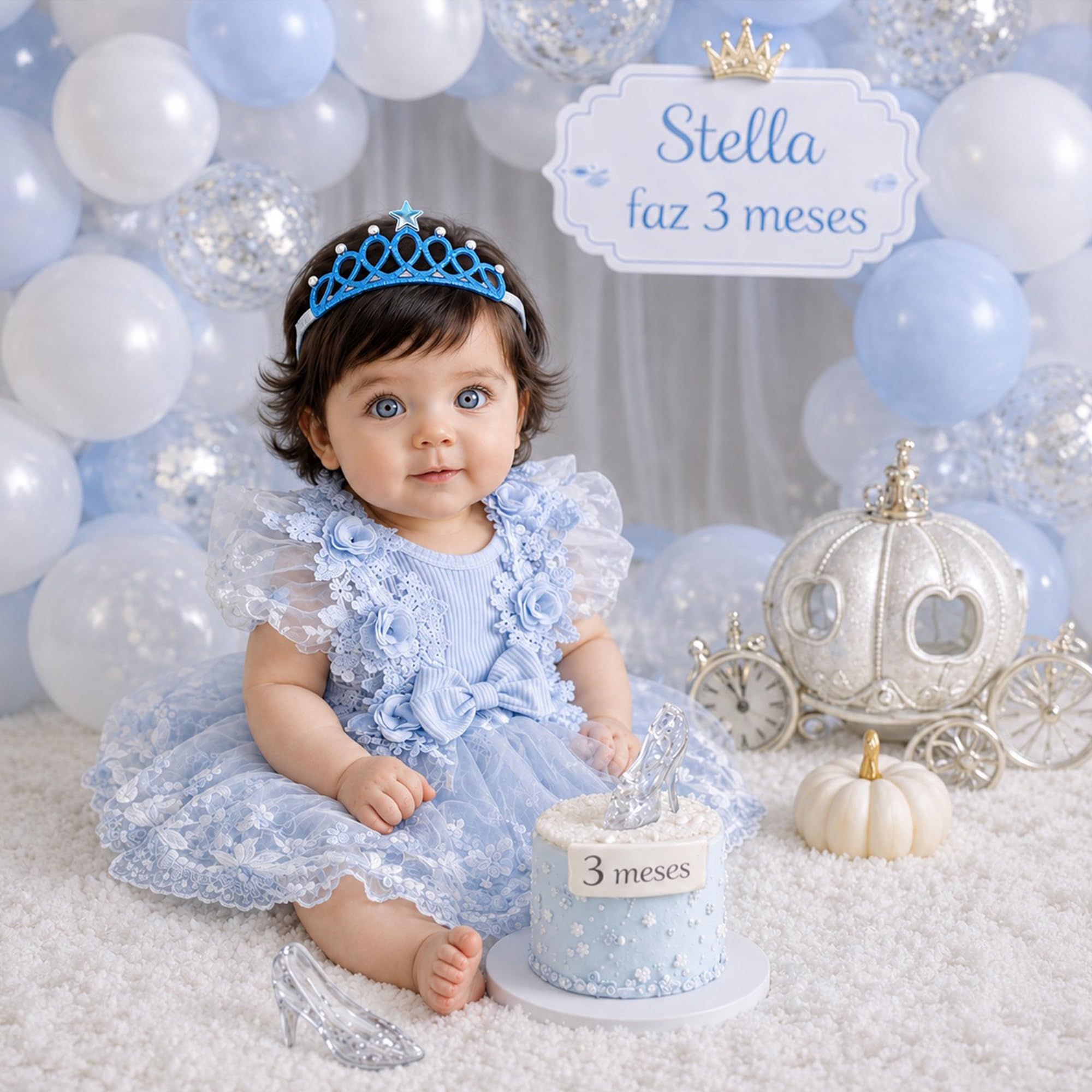 Babymoon Baby Girl Rhinestone Crown Headbands Toddler Princess Acrylic Headband Hair Accessories Glittering for Girls | Blue 2