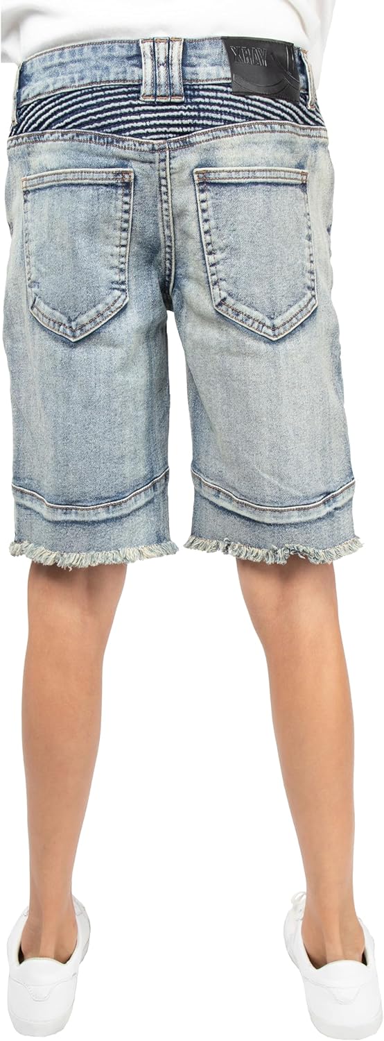 X RAY Baby Boys Toddler Shorts (2T - 4T), Elastic Waist Ripped Biker Moto Distressed Stretch Denim Short - Image 2