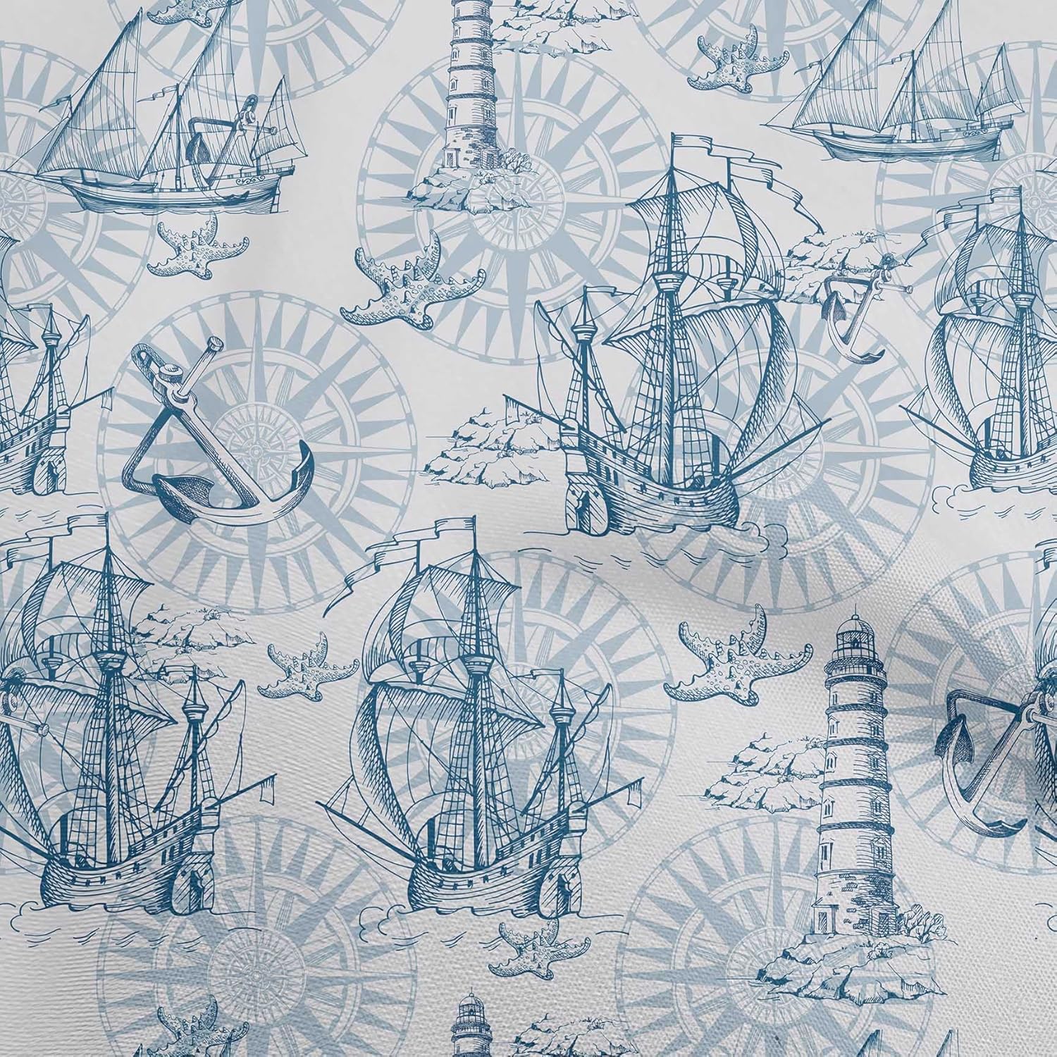 oneOone Polyester Spandex Green Fabric Nautical Prints Quilting Supplies Print Sewing Fabric by The Yard 56 Inch Wide