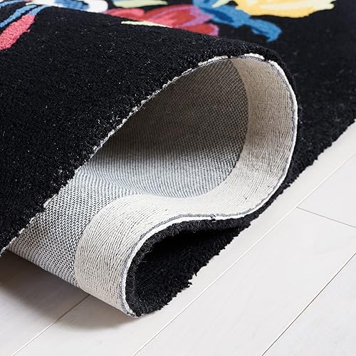 Miniatura 6 de SAFAVIEH Chelsea Collection - Alfombra ovalada de 4 x 6 pies, color negro y rosa, hecha a mano, lana floral francesa, ideal para zonas de alto