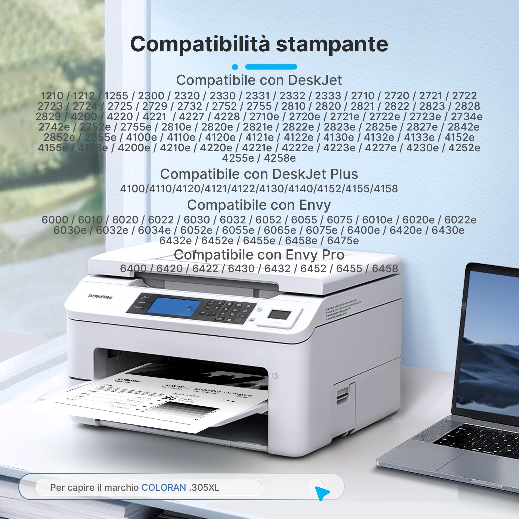Coloran 305XL Nero Cartucce Sostituzione per HP 305 XL Nero per HP DeskJet 2800e 2720e 2820e 2720 4120e 2700 4220e 4100 2723e 2823e Envy 6000 6020e 6420e 6032 6020 (2 Nero)