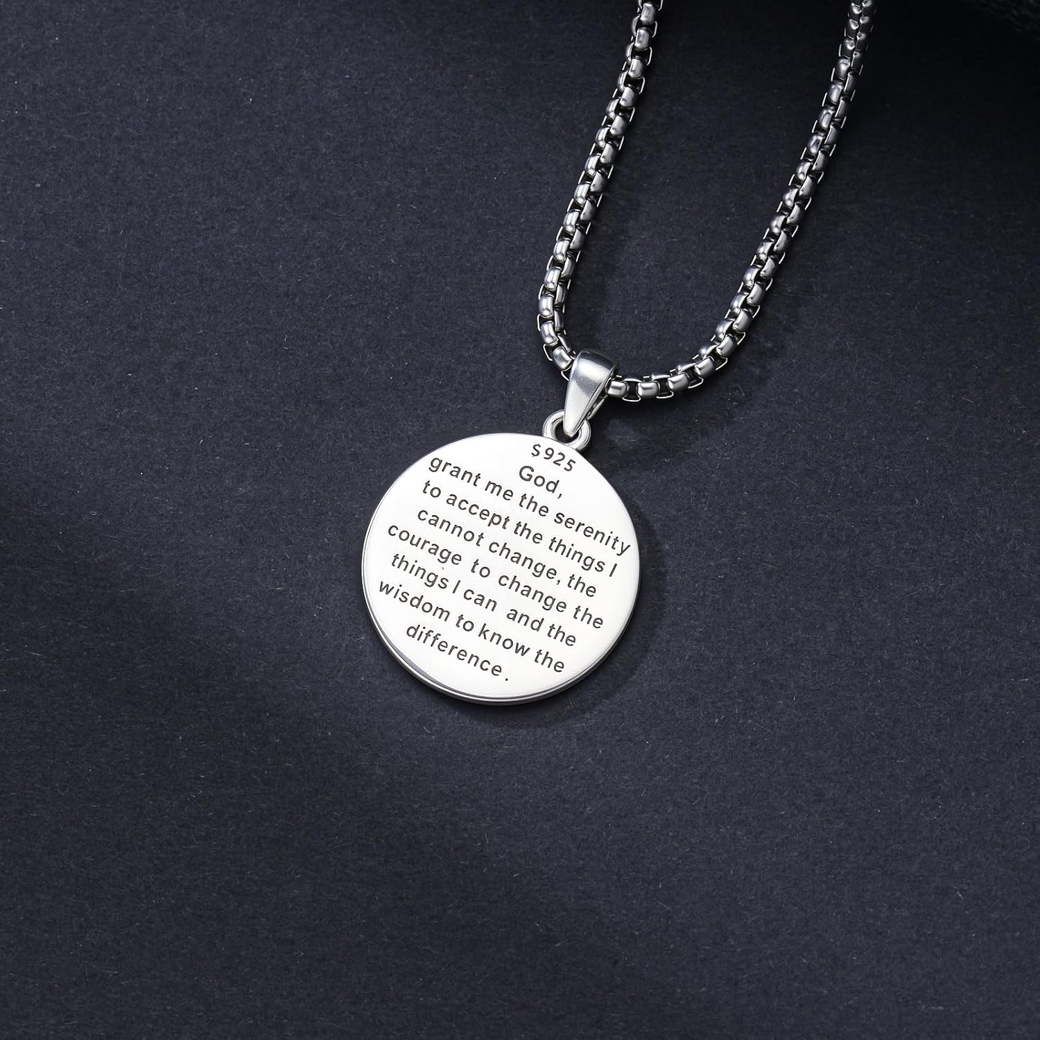 Praying Hands Necklace 925 Sterling Silver Serenity Prayer Pendant Religious Jewelry for Men Women - Image 3