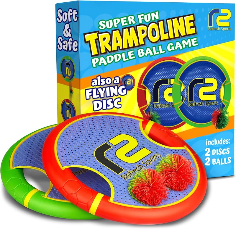 Divertido juego de lanzamiento y captura de paletas hinchables y pelotas fibrosas - Fácil de usar para niños de todas las edades - Diseño de espuma suave para jugar con seguridad en interiores o exteriores - También funciona como disco volador - Gran idea de regalo para niños y niñas