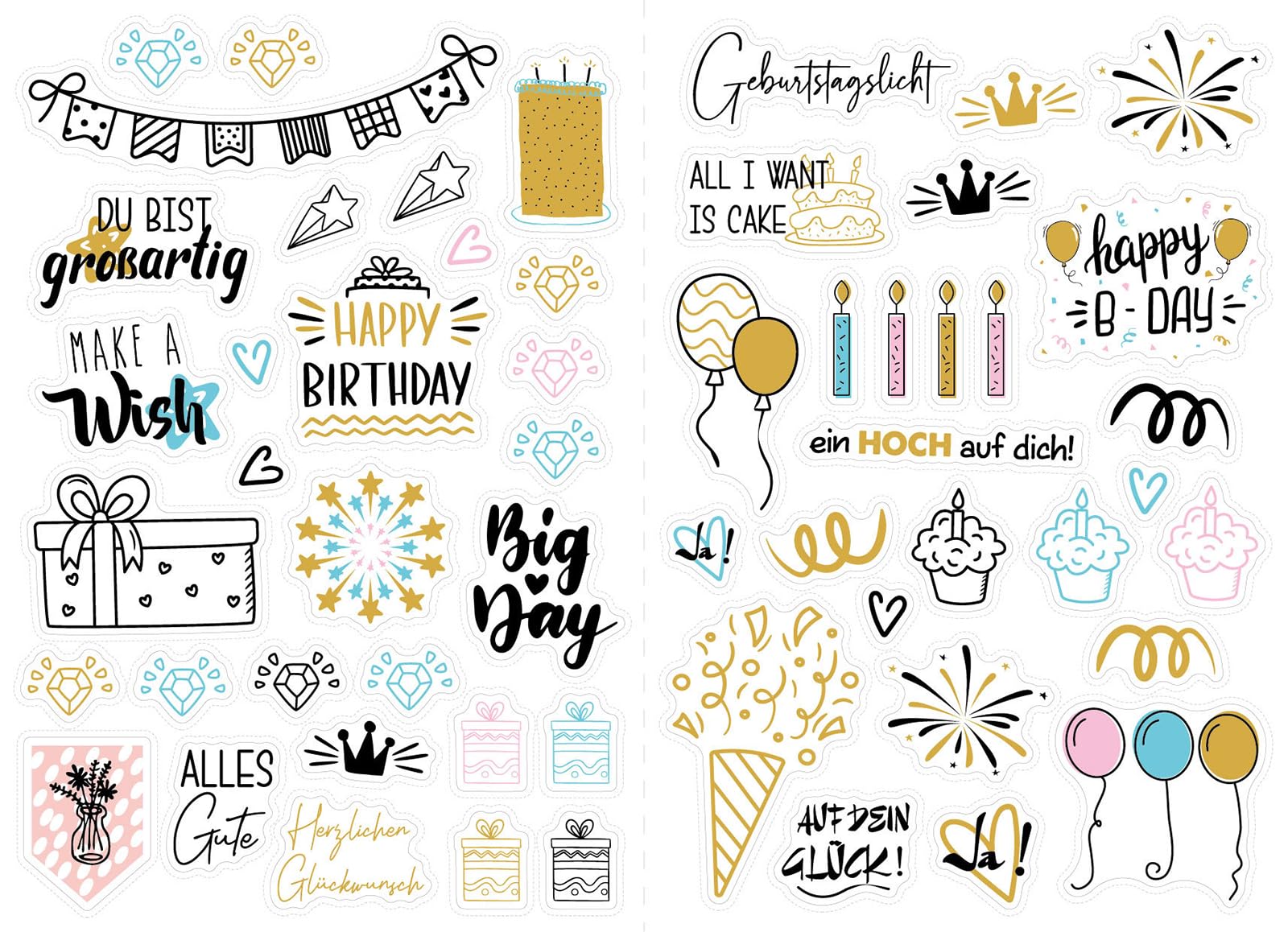 Gommette Anniversaire 4 Pièces 225 Stickers Joyeux Anniversaire, Stickers Scrapbooking