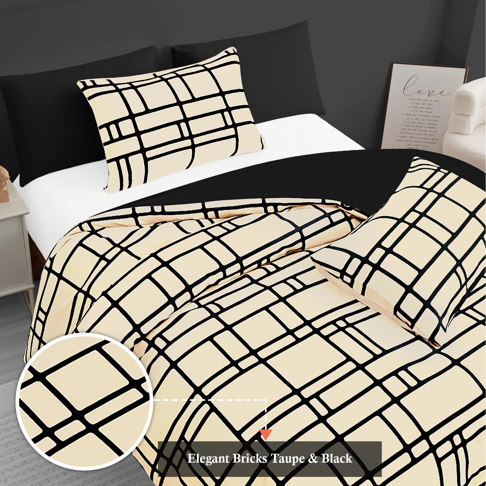 Pamposh 3 Pcs Single Duvet Cover Set with Matching Black Single Fitted Sheet 40 cm Extra Deep Pocket - UltraSoft Breathable Premium Microfibre Reversible Quilt Cover Bedding Set For All Seasons — view 87