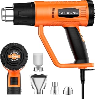 SEEKONE 1800W Heat Gun Kit: Dual 752°F/1112°F Temps, 4 Nozzles, Overheat Protection for Crafts, PVC Shrinking, Paint Stripping
