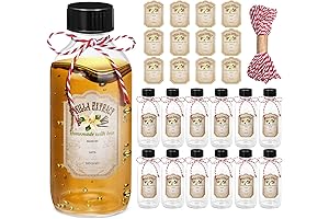 Uiifan 2 Ounce, 12 Pack, Clear Glass Boston Round Bottles for Vanilla Extract, Syrup, Gifts