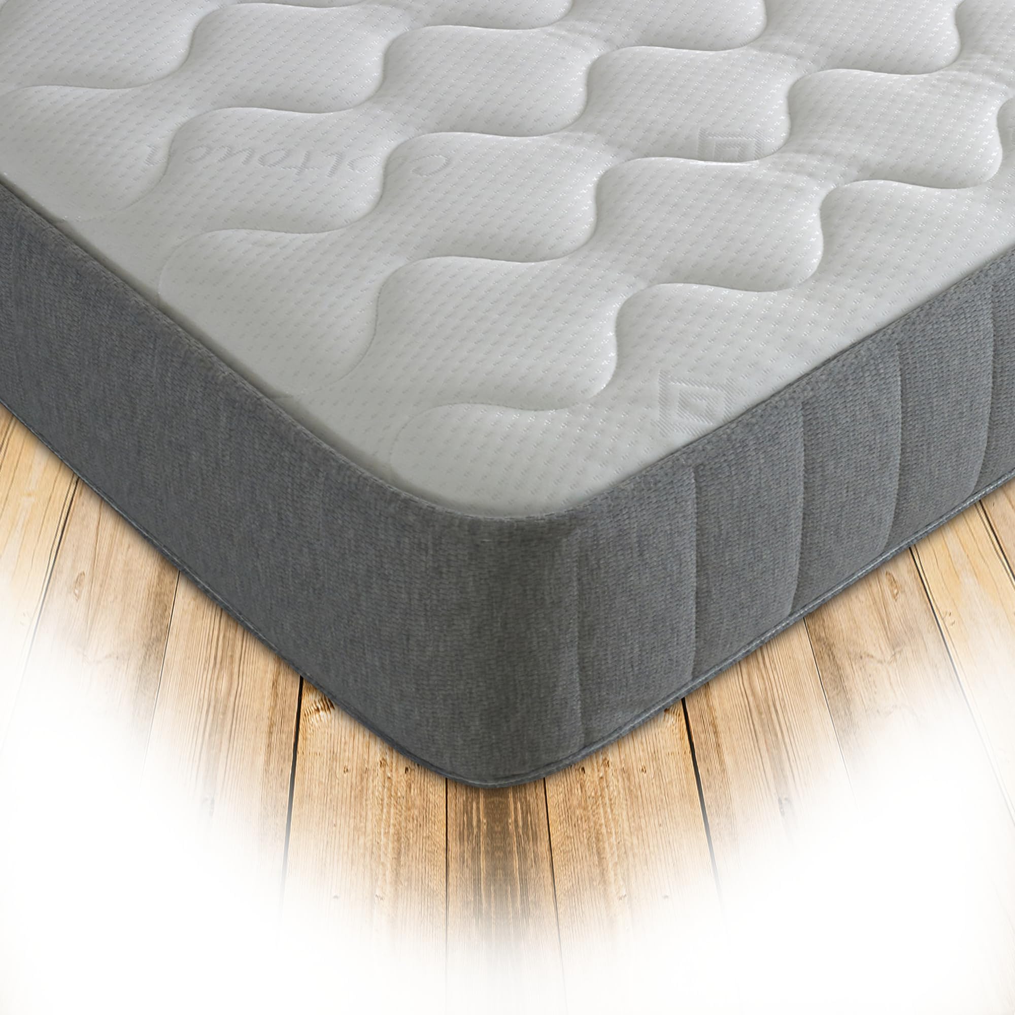 Castle 8-Inch Hybrid Small Double Memory Foam Mattress with Springs – Soft, Grey, (4ft x 6ft3)