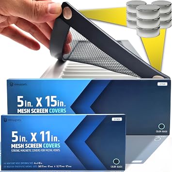 5"x11" + 5"x15" Bundle | Powerful Magnetic Vent Screen Mesh Covers (3-Pack) That Will Never Move or Fall - for Floor, Wall & Ceiling Registers