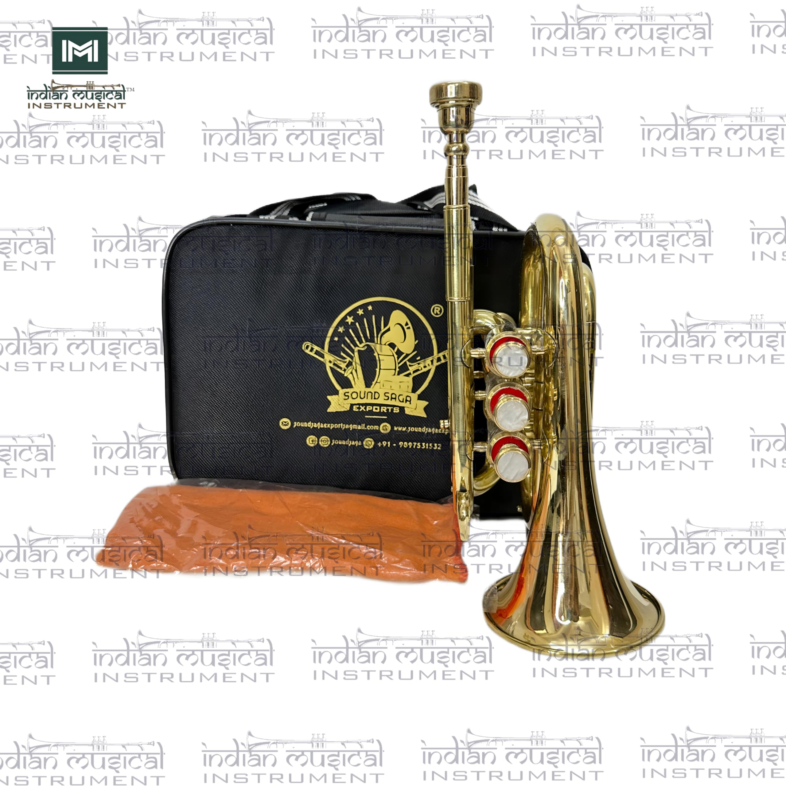 Pocket Trompete Bb Pitch inkl. Mundstück und Tragetasche (Gold)