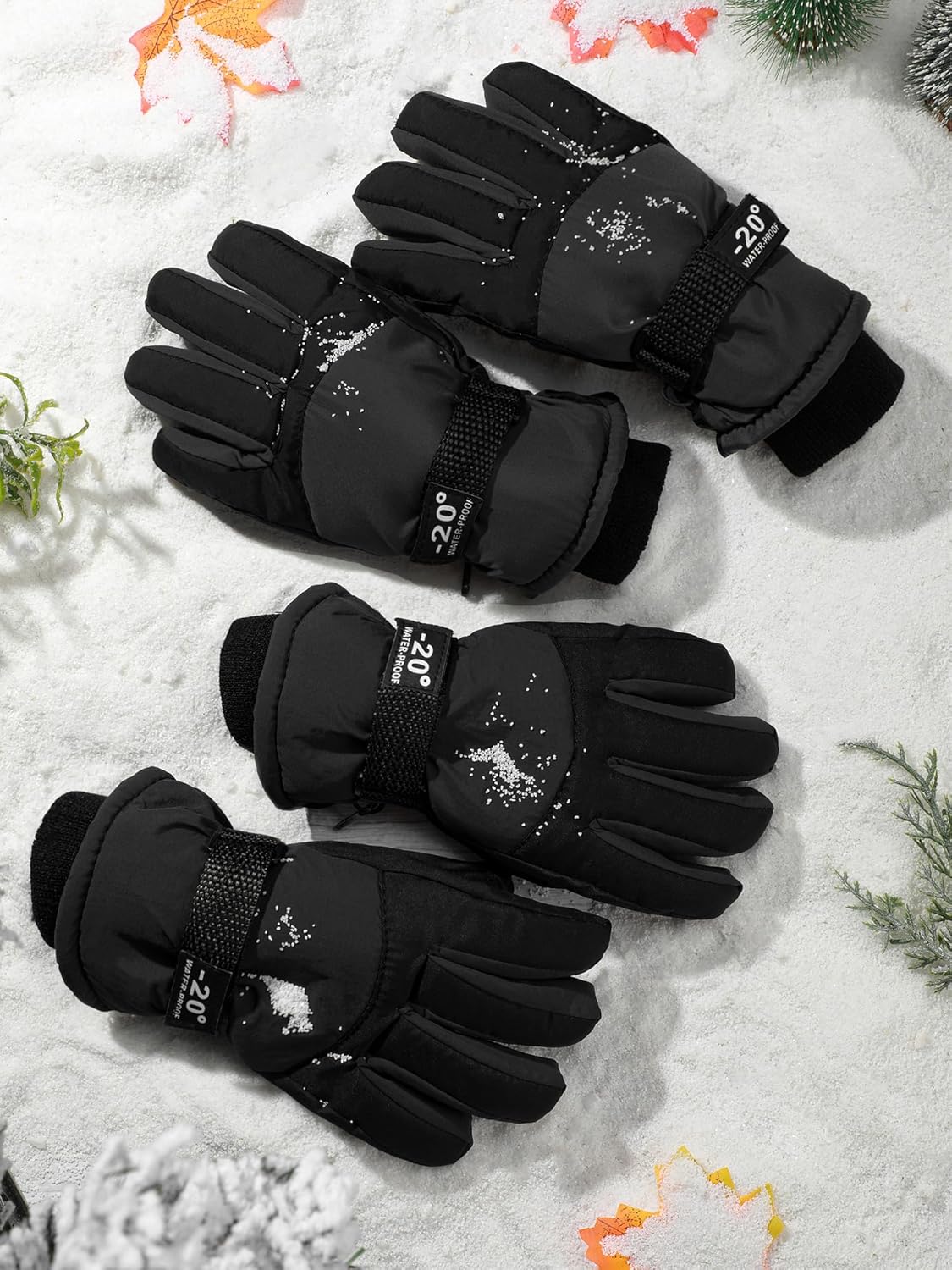 SATINIOR 2 Pairs Kids Waterproof Winter Snow Gloves Ski Gloves for Boy Girl Outdoor Warm Thickening Snowboar - Image 7