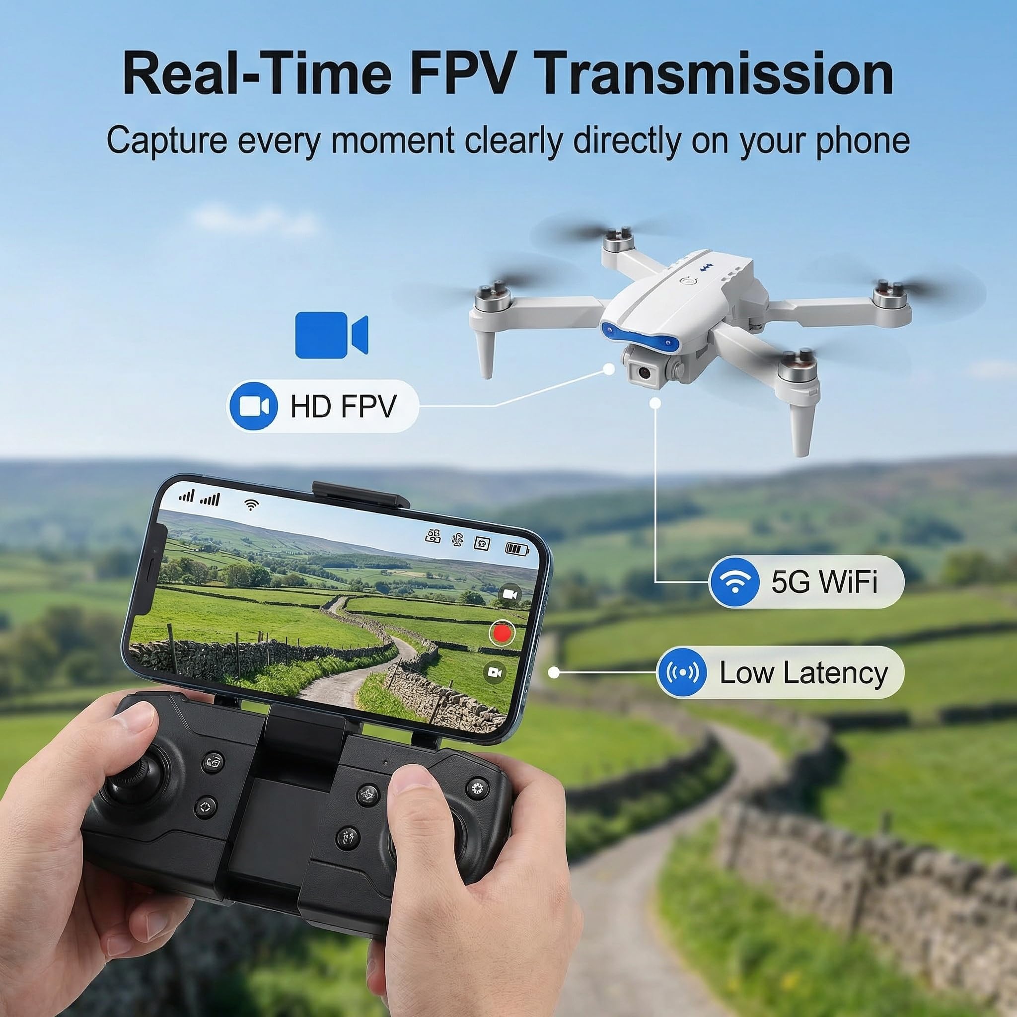 Drone z kamerą 4K EIS, 62 minuty lotu, poniżej 249 g, transmisja FPV 4KM, maks. 16 m/s, Follow-Me/Return, Quadrocopter RC dla początkujących i dorosłych