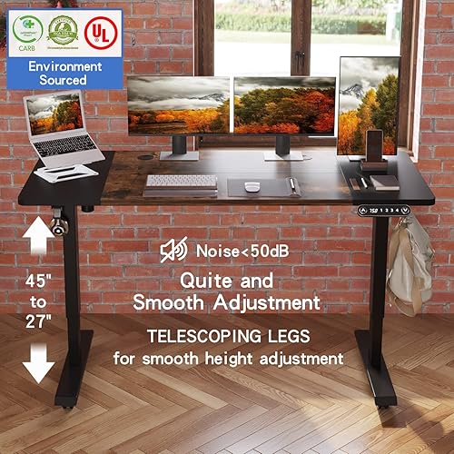 Miniatura 25 de Escritorio eléctrico de pie ajustable en altura, escritorio de computadora de pie de 63 x 30 pulgadas, escritorio de oficina en casa sentado y de