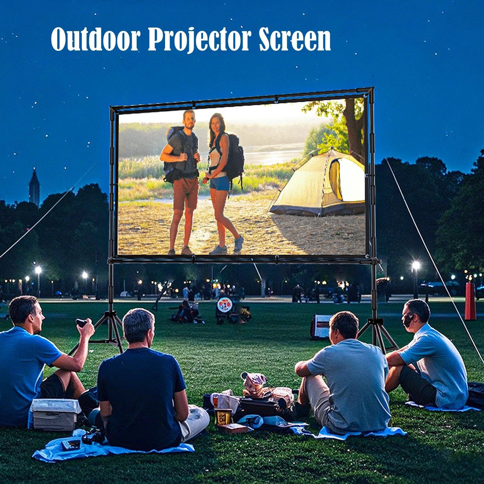 Schermo per Proiettore con Supporto, Telo per Proiettore Portatile da 84-150 Pollici per Interni/Esterni con Borsa, Ultra 4K 16:9 FHD Schermo Proiezione(100inch)