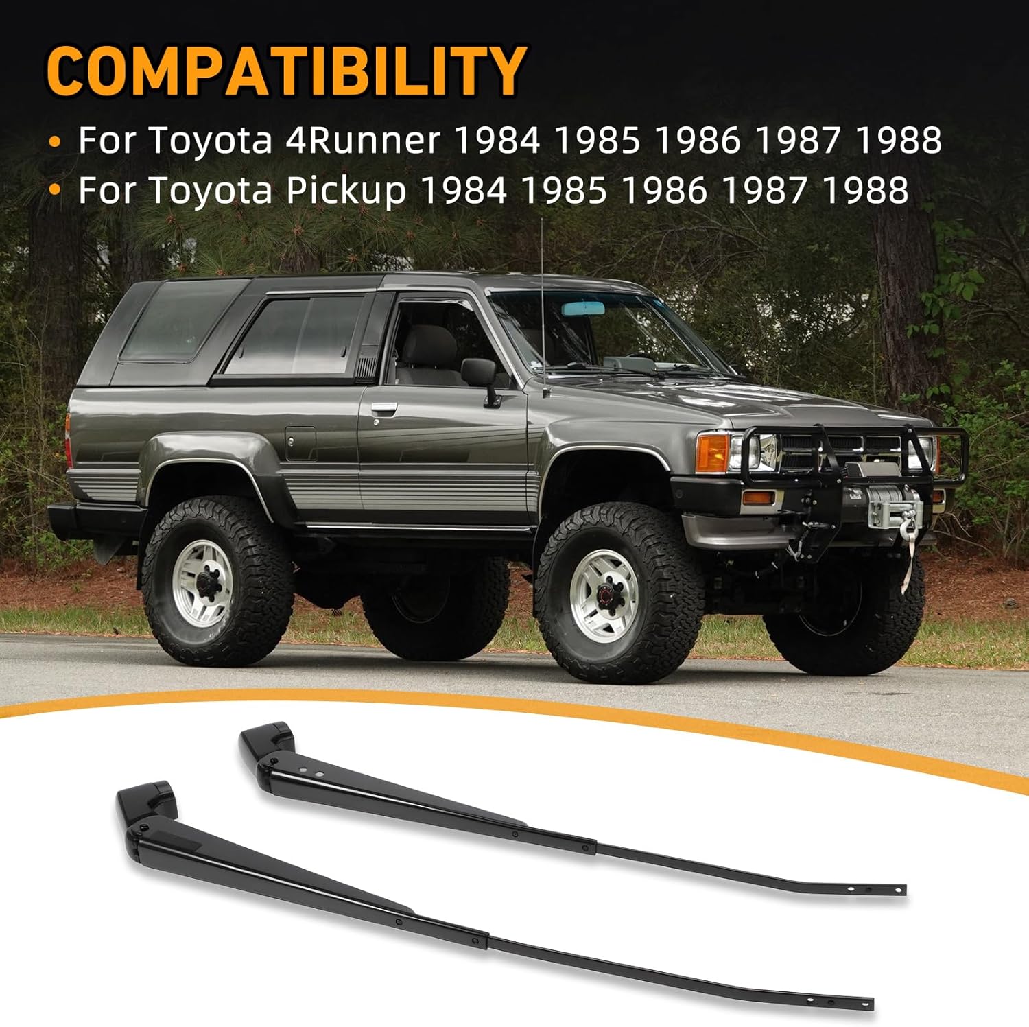 1 Pair Front Windshield Wiper Arm Compatible with Toyota 4Runner and Pickup 1984 1985 1986 1987 1988 - Replace 42857 85210-89102 42858 85190-89132