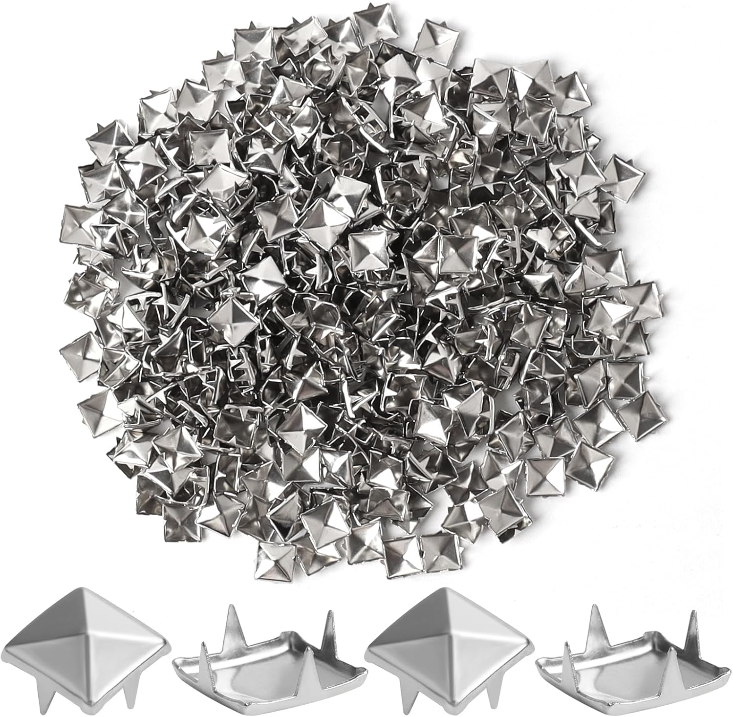 Amazon.com: SBYURE 1000 Pieces 10mm Silver Studs for Clothing Four-jaw ...