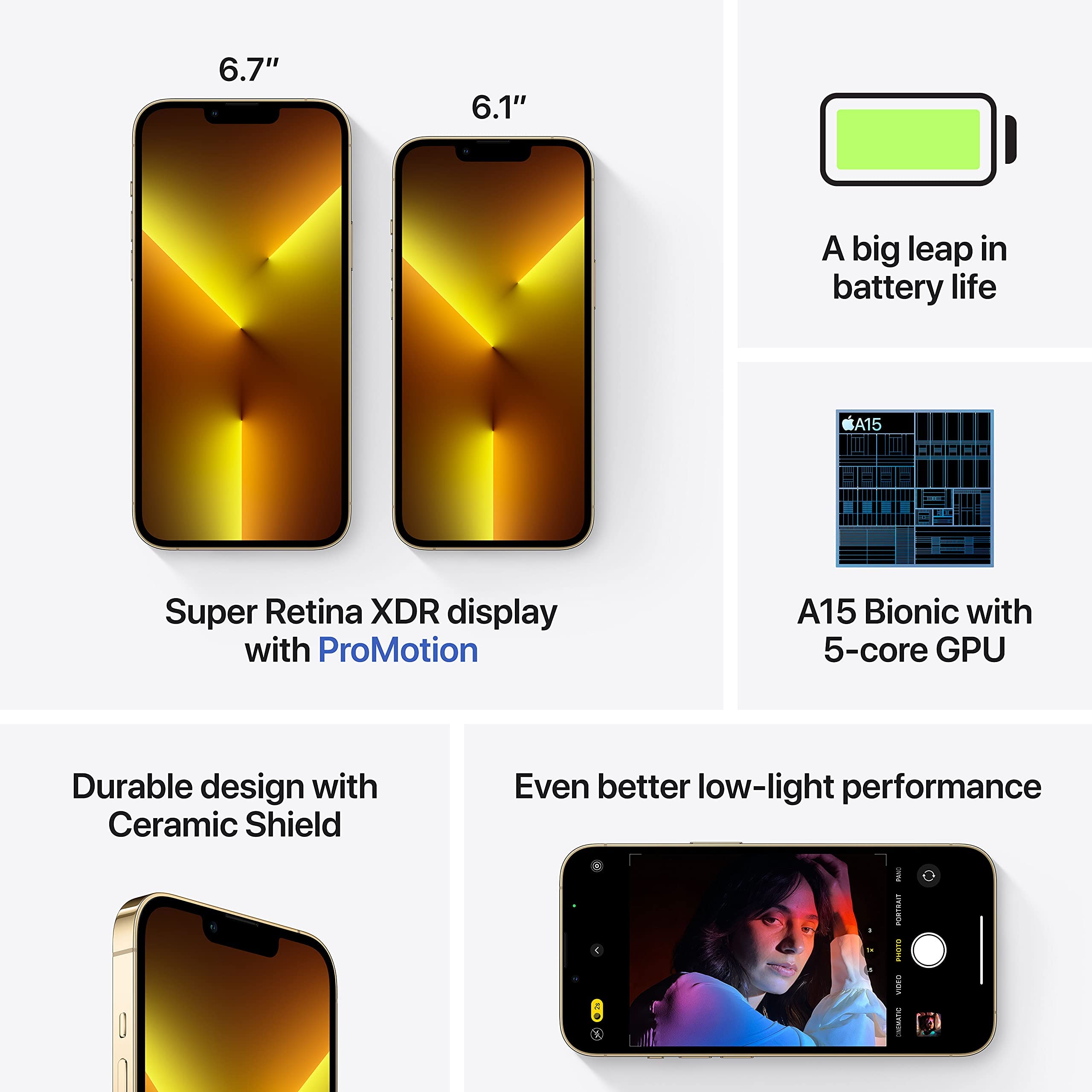 Apple iPhone 13 Pro, 256GB - Oro (Reacondicionado)