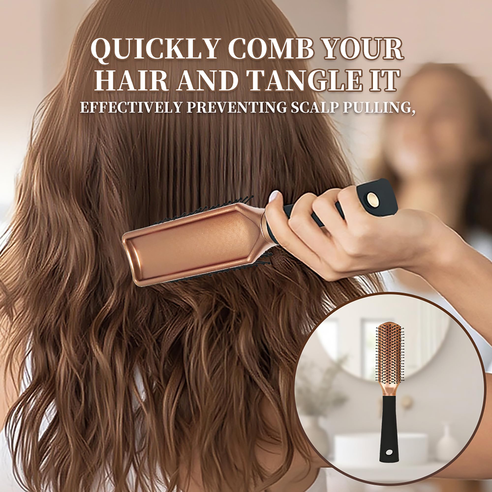 Elodyunhc Hair Brush, 9 Row Hair Brush for Men & Women, Styling Brush for Wet & Dry Hair, Thick - Image 3