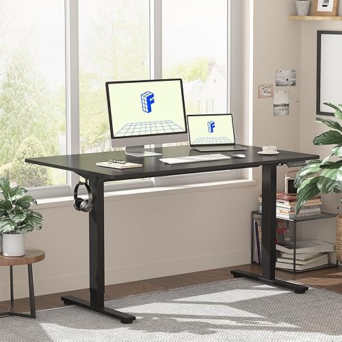 Miniatura 2 de Flexispot - Escritorio eléctrico de pie soporte para computadora para oficina en casa mesa de trabajo de altura ajustable Negro, Mahogany, Negro y
