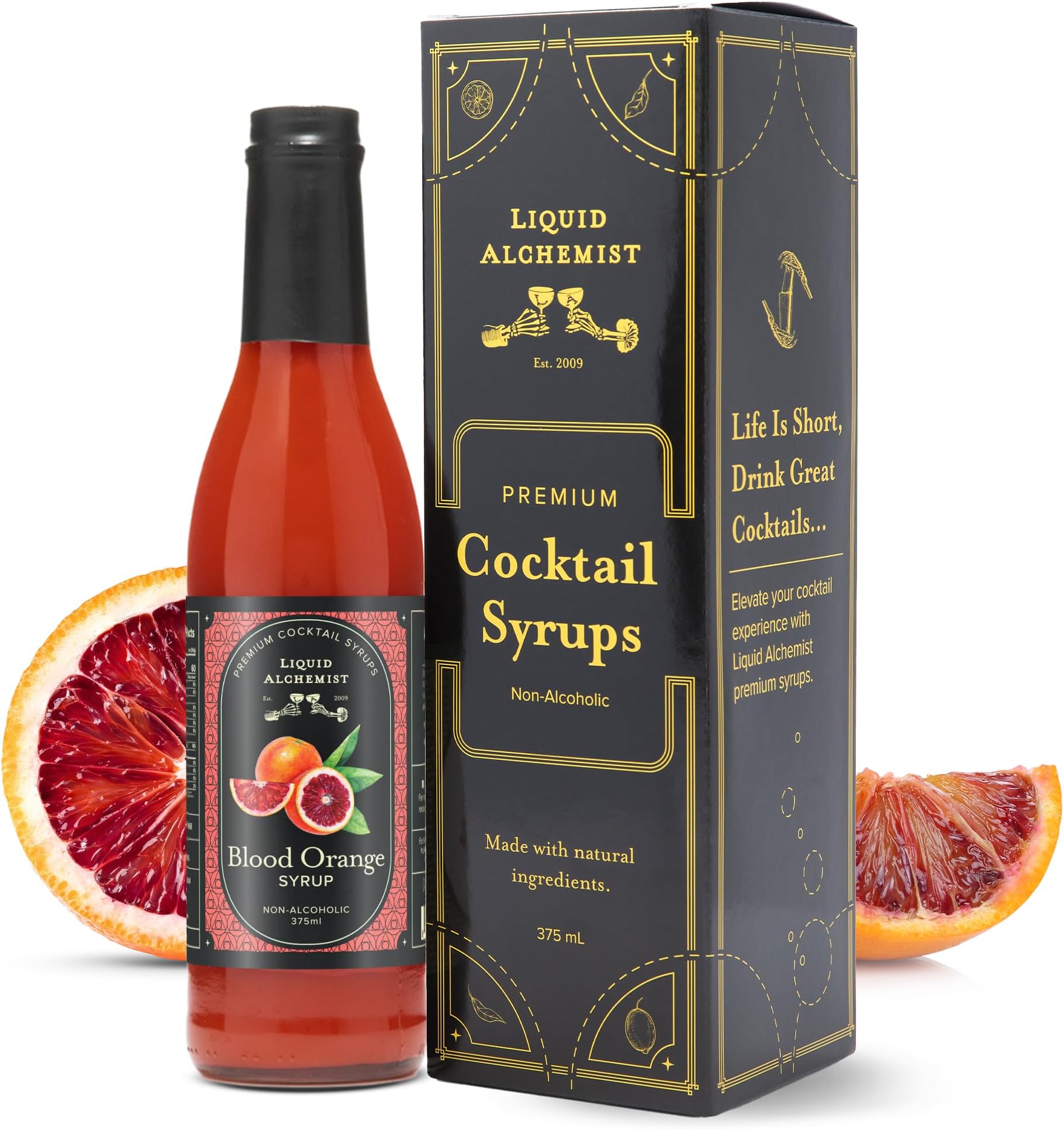 Liquid Alchemist Blood Orange Syrup for Cocktails - Real Ingredients Make our Blood Orange Puree a Perfect Margarita Mixer - Small Batch, Non-GMO, Vegan Drink Mixer | 12.7 Oz, Pack of 1