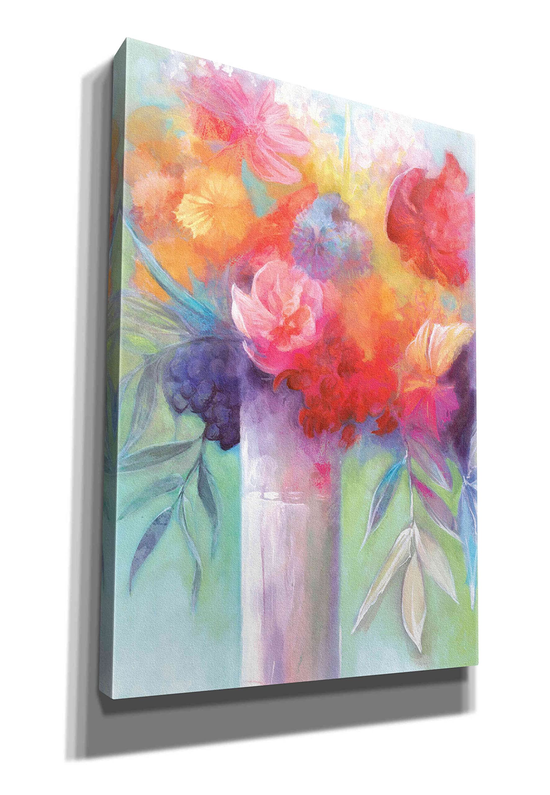 Epic Graffiti'Bright and Cheery Flowers' by Dogwood Portfolio, Giclee Canvas Wall Art, 18
