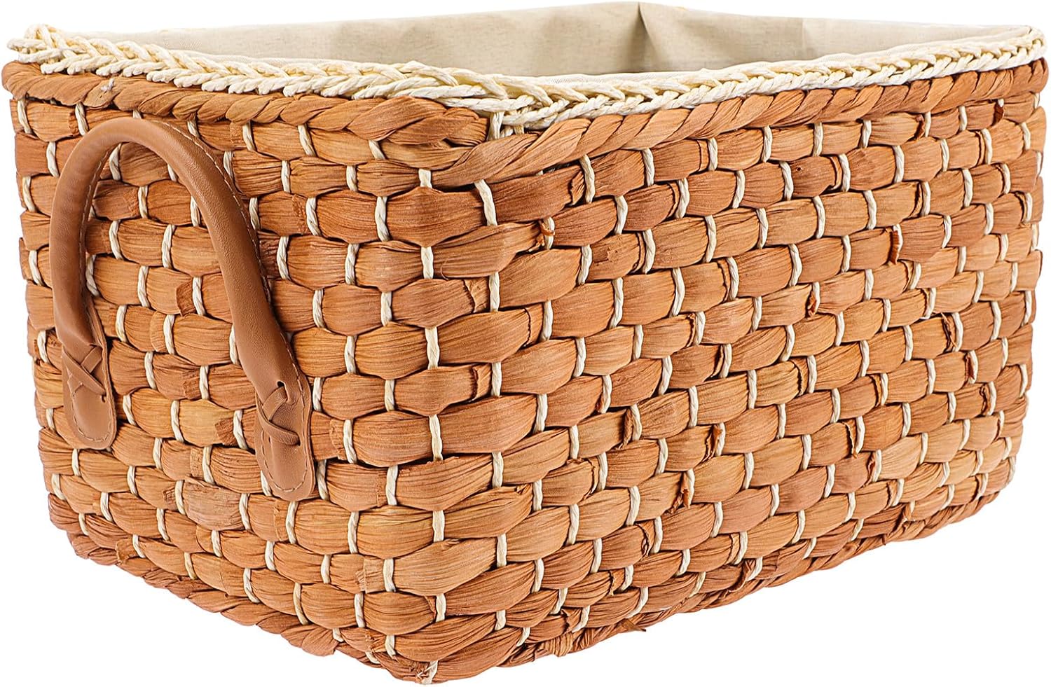 KICHOUSE Woven Grass Storage Basket Small Coffee Color Multipurpose Sundries Organizer Household Storage Bin for Clothes and Snacks