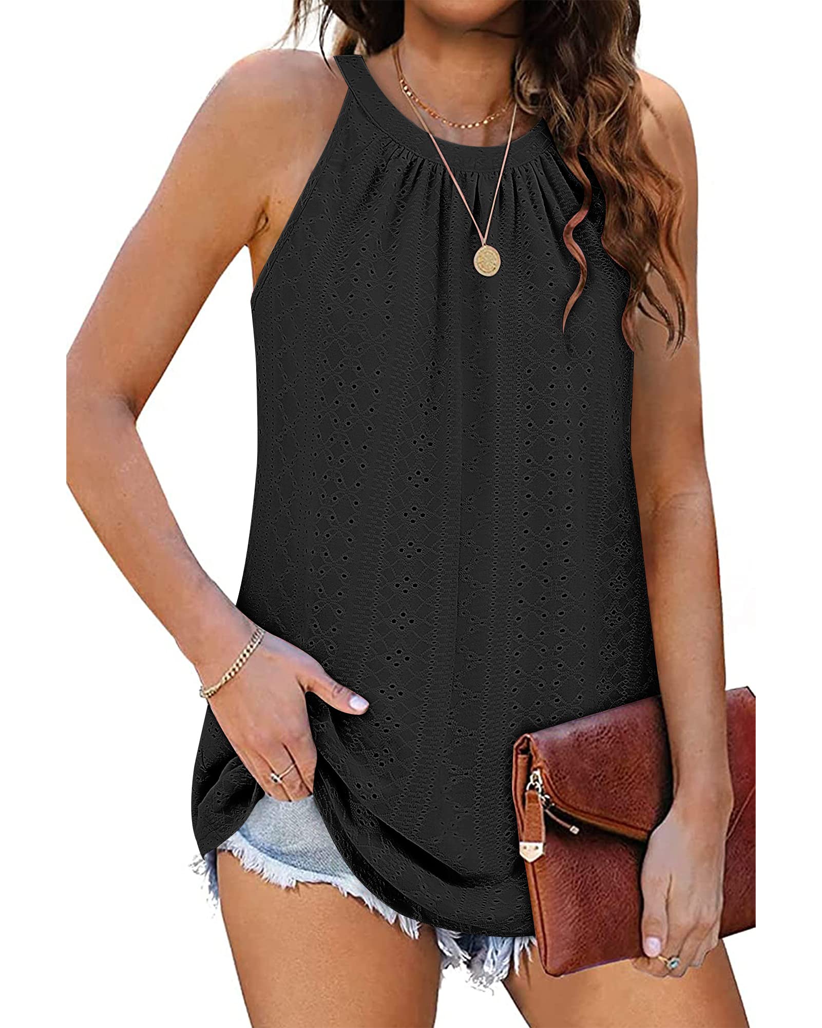 WNEEDU Camisetas sin Mangas para Mujer Camisetas sin Mangas Elegantes Camisetas sin Mangas de Verano Blusas Camisetas Superiores