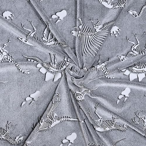 Miniatura 6 de Manta de dinosaurio que brilla en la oscuridad, manta de dinosaurio para niños, franela suave, regalos para amantes de los dinosaurios, mantas