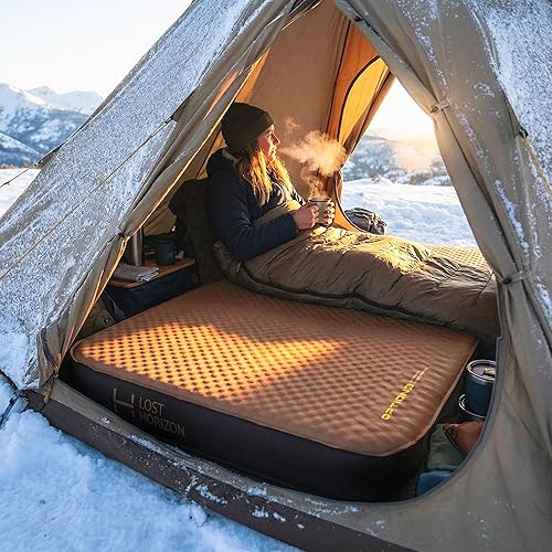 Miniatura 4 de LOSTHORIZON Colchón de campamento de aire y espuma, almohadilla de dormir autoinflable, 4.5 pulgadas de grosor, con saco inflable, tamaño individual