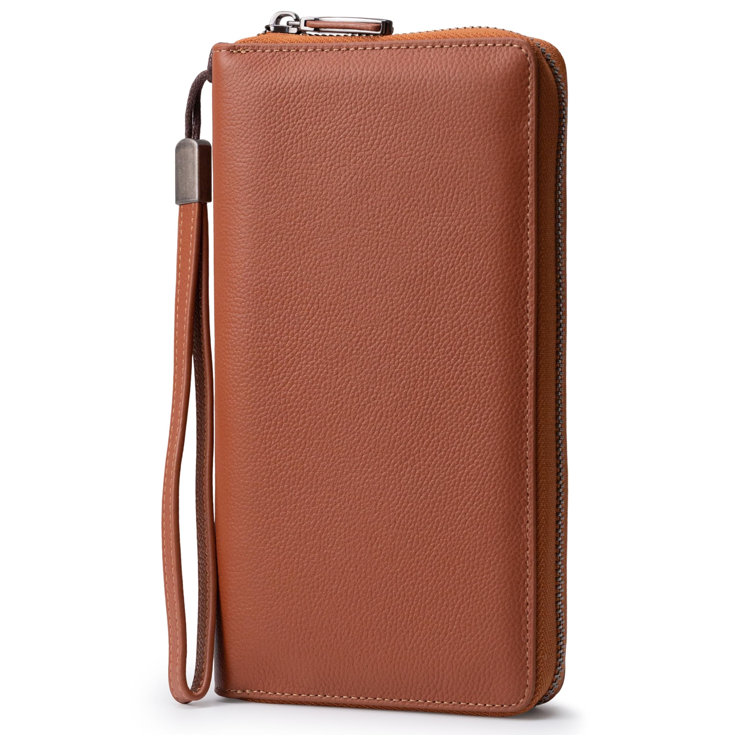 Bveyzi Women RFID Blocking Wallet Leather Zip Around Phone Clutch Large