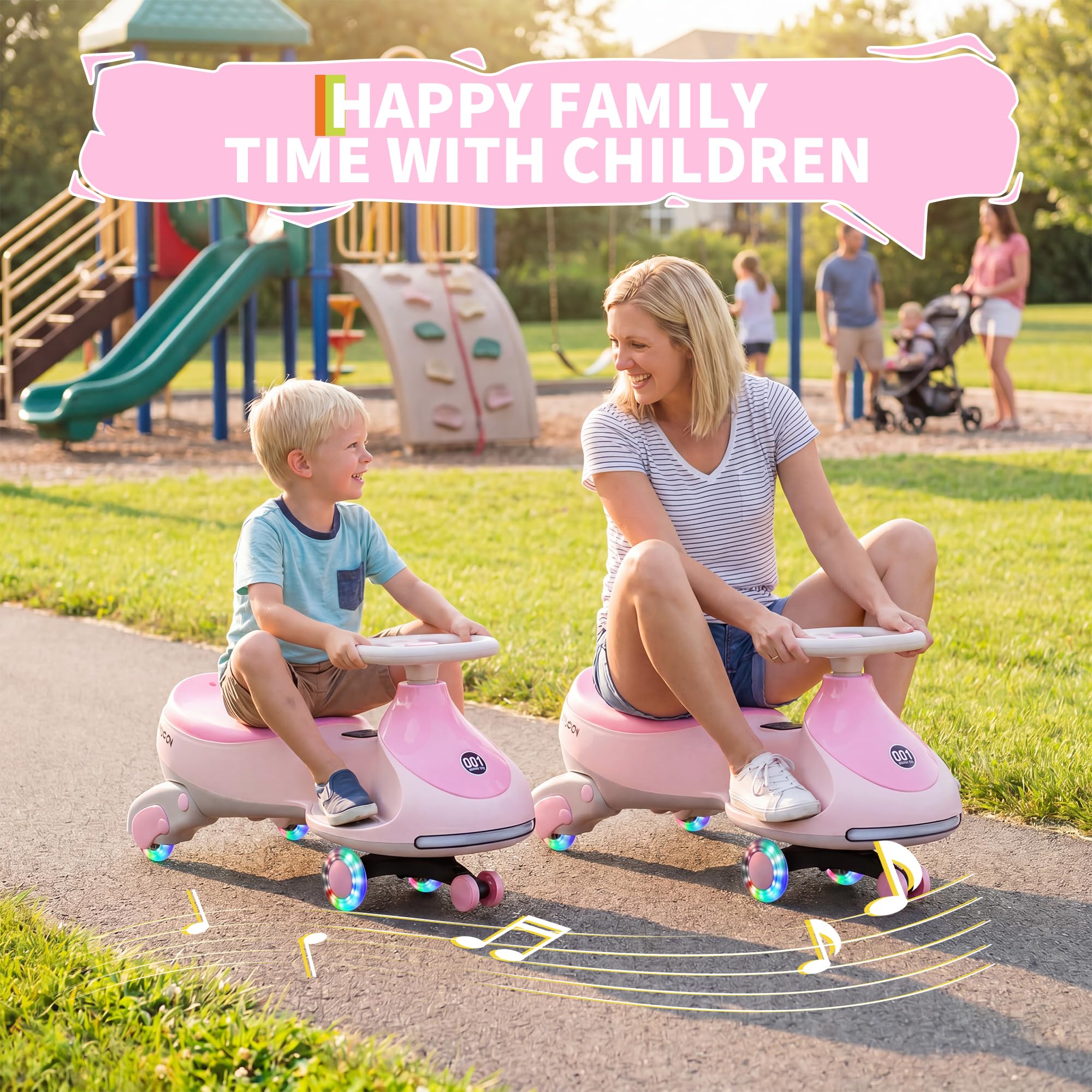 Garvee 12V Electric Wiggle Car for Kids 2 in 1 Electric & Foot-Powered, Light Pink, 80 x 32 x 30 cm - Image 9