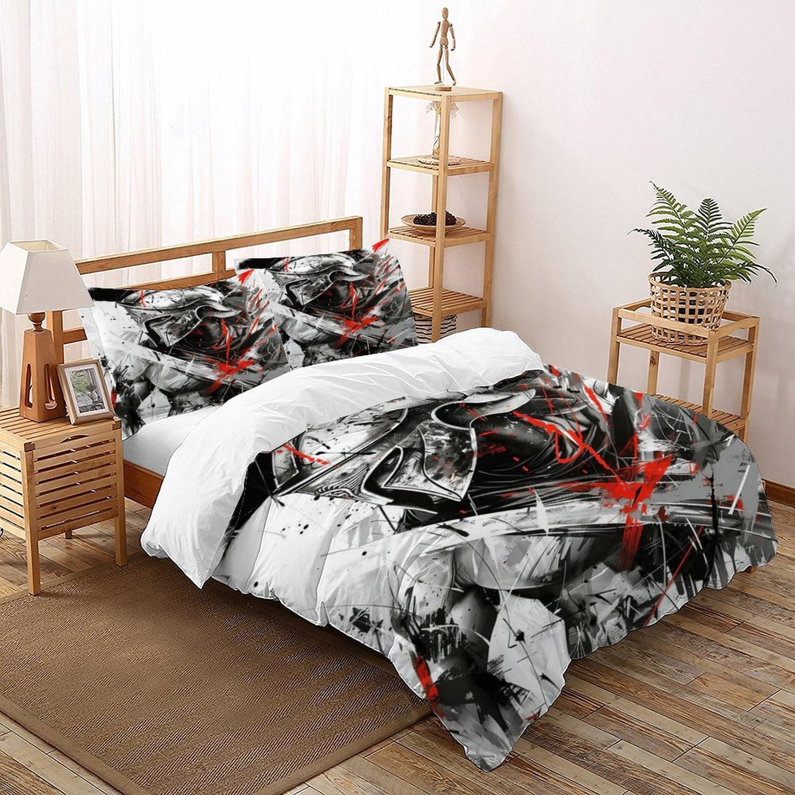 Parure de lit casque éclaboussures rouges 260x220 pour chambre d'ado et déco gothique moderne