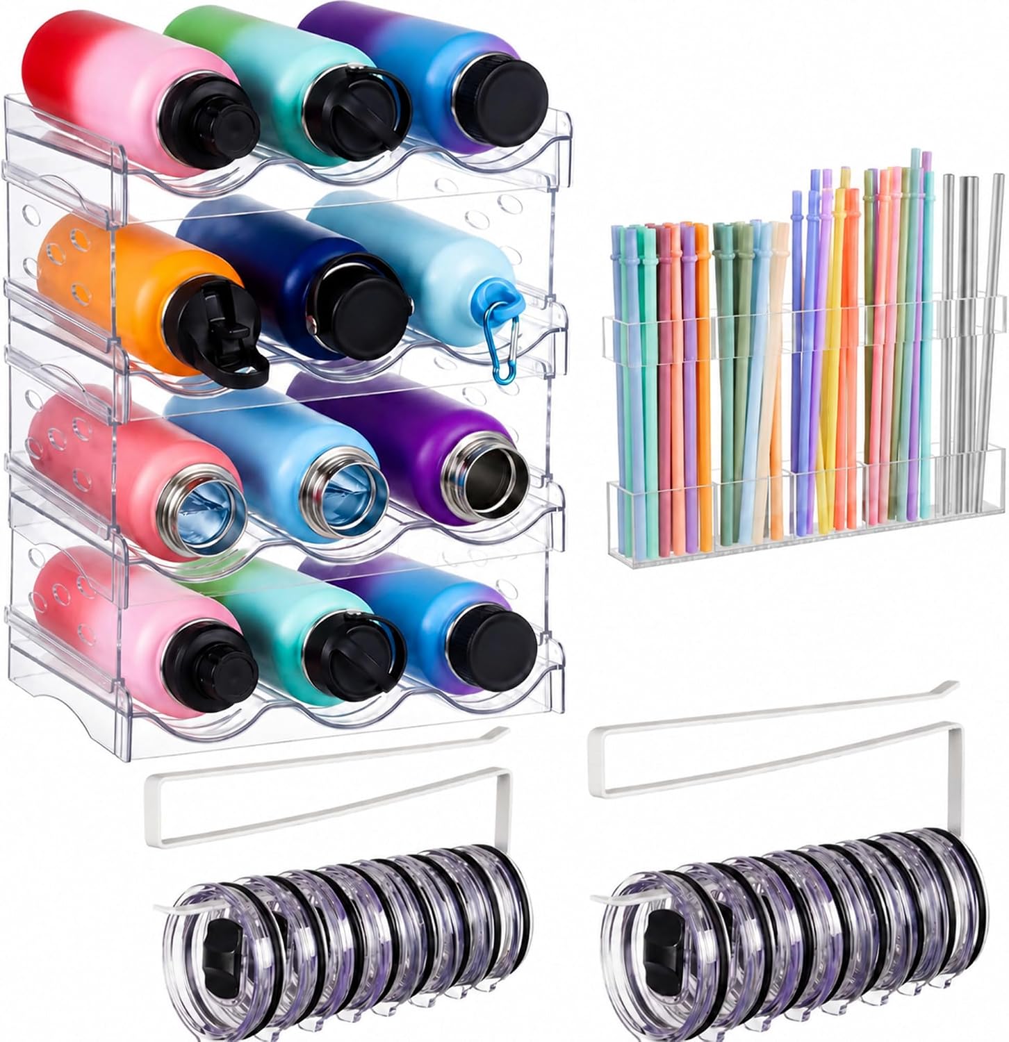 4 Pcs Water Bottle Organizer Set for Kitchen Cabinets