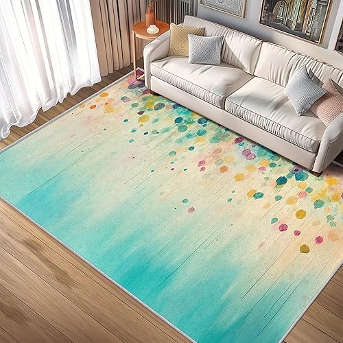 Miniatura 16 de Alfombras retro para sala de estar, de 7 x 7 pies, diseño de patrón de remolinos ondulados, rayas abstractas, de los años 70, alfombra de área retro