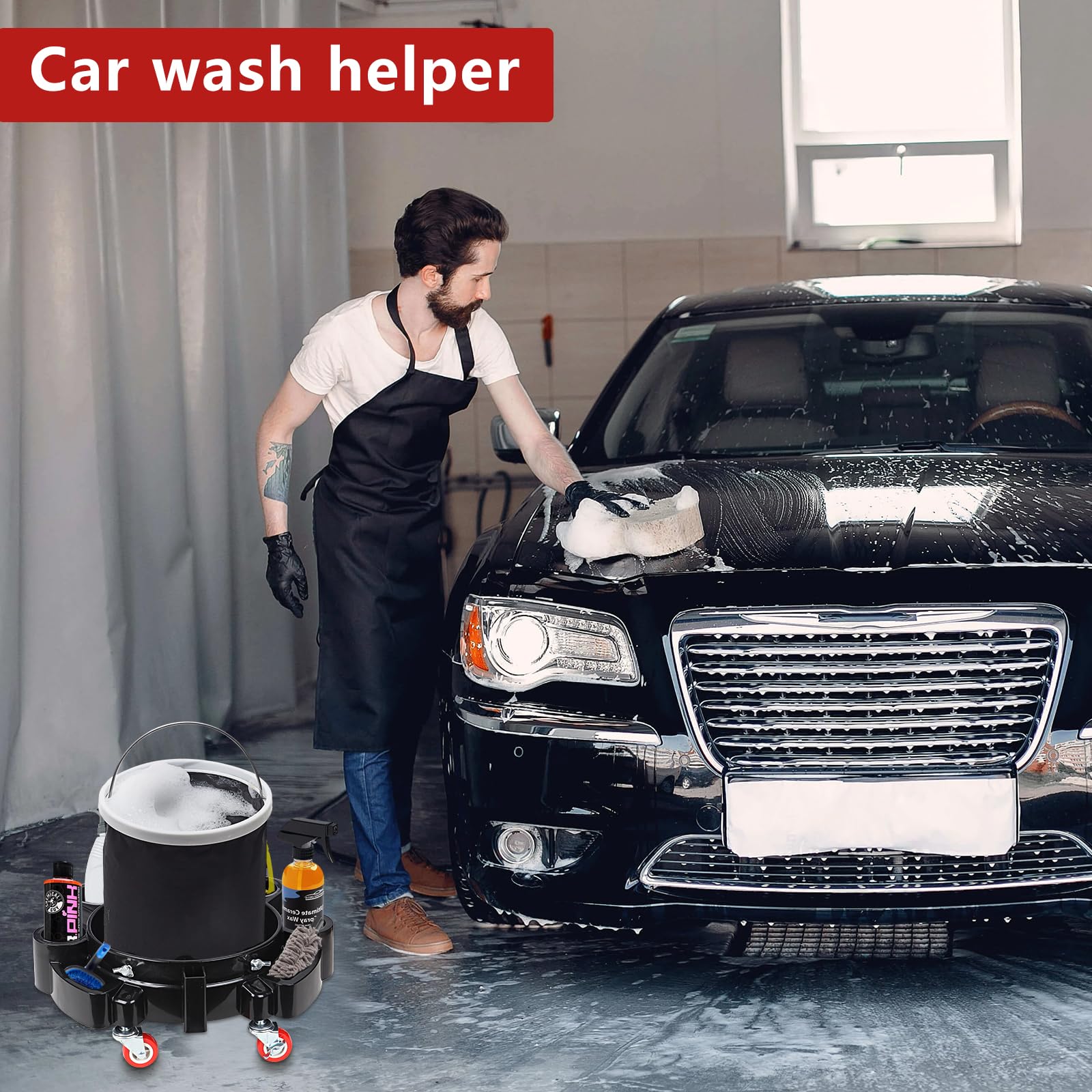 LCGP Cubo Dolly Wash profesional con ruedas resistentes