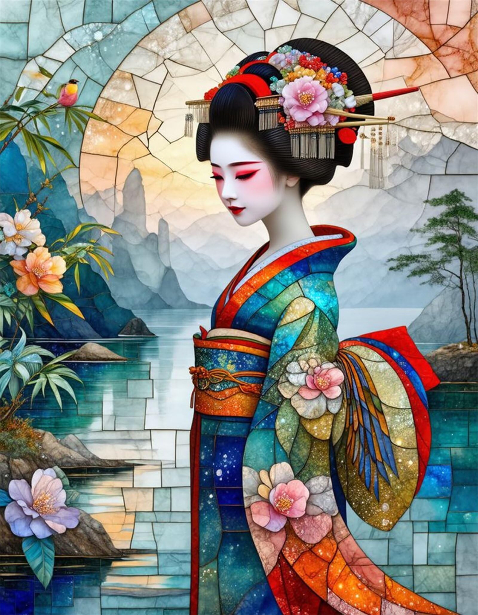 Puzzle 2000 elementów, japońska dziewczyna puzzle dla dorosłych, puzzle sztuka dla dorosłych, gry relaksacyjne i inteligencja, puzzle do gry rodzinnej prezent