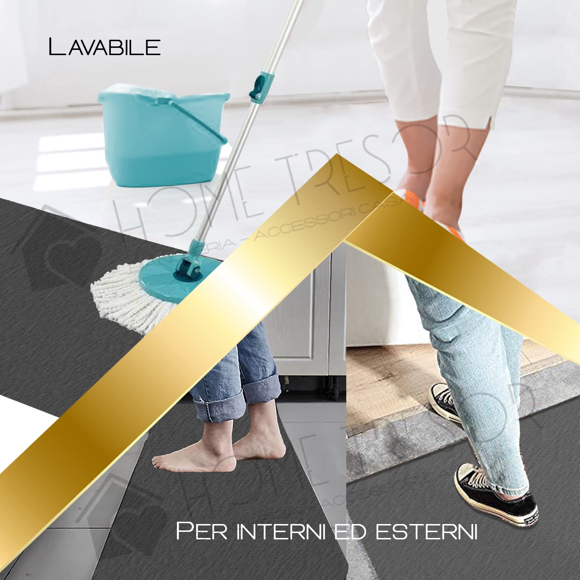 Home Tresor - Passatoia Natale, Tappeto Cucina Antiscivolo Natalizio, Runner Corsia Sottolavello Stampa Digitale Gnomi Addobbi Renne 50x300 cm, Folletti