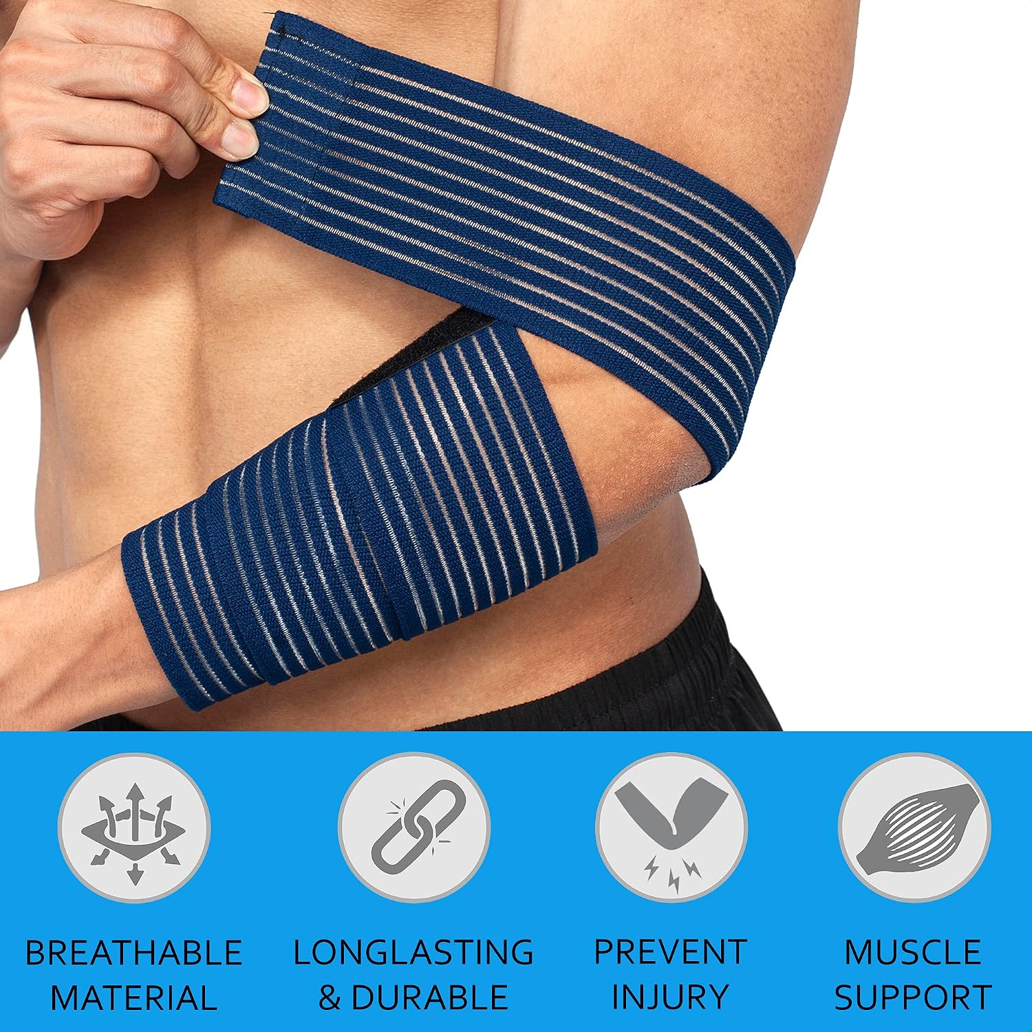360 RELIEF - Elbow Support Brace Compression Bandage, Blue - Image 4