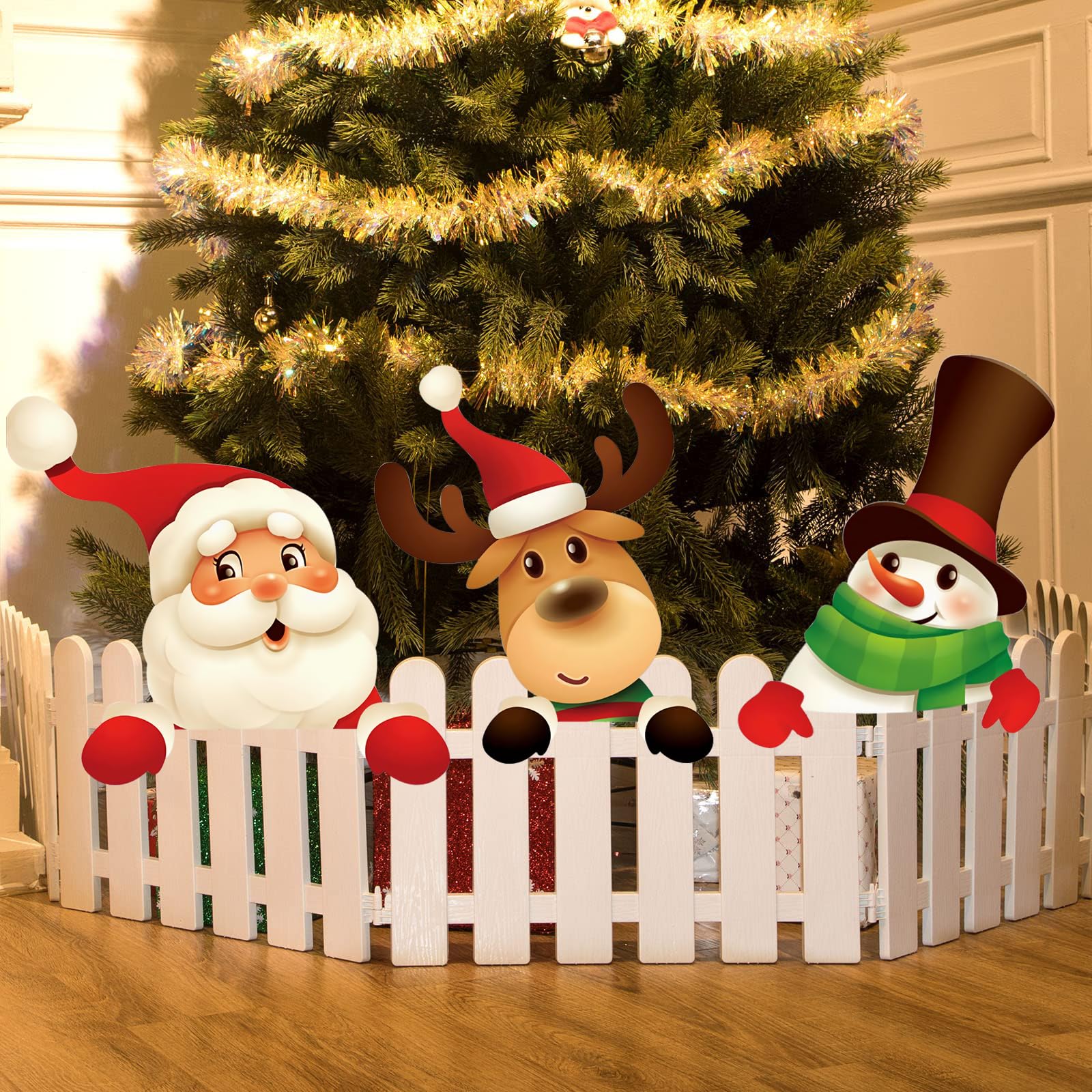 3Pcs Christmas Theme Fence Decorations, The Santa Clause, Reindeer and Snowman Decoration for Outdoor Christmas Decorations - Image 4