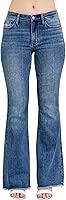 Judy Blue Mid Rise Vintage Fray Hem Flare, Inseam 33