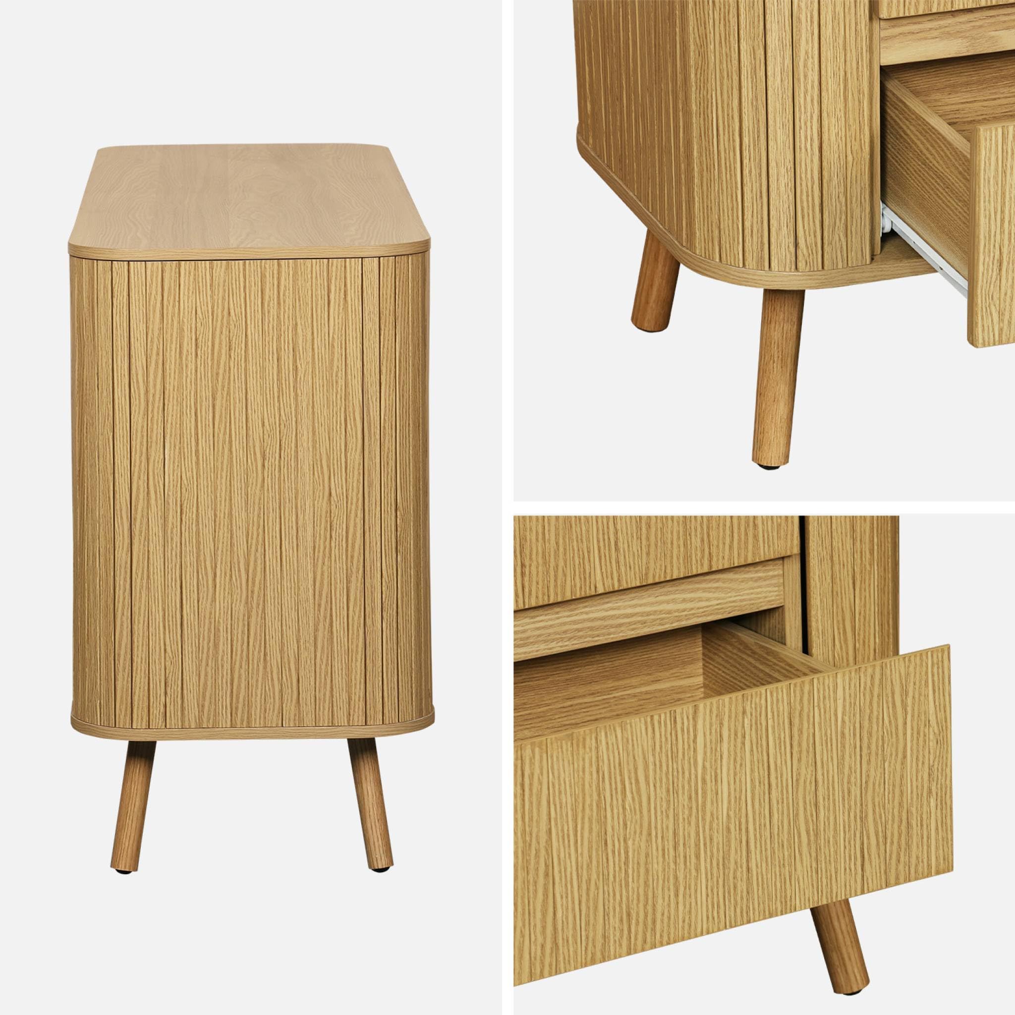 sweeek - Commode 6 tiroirs. décor strié Naturel. L 150 x P 45 H 80cm