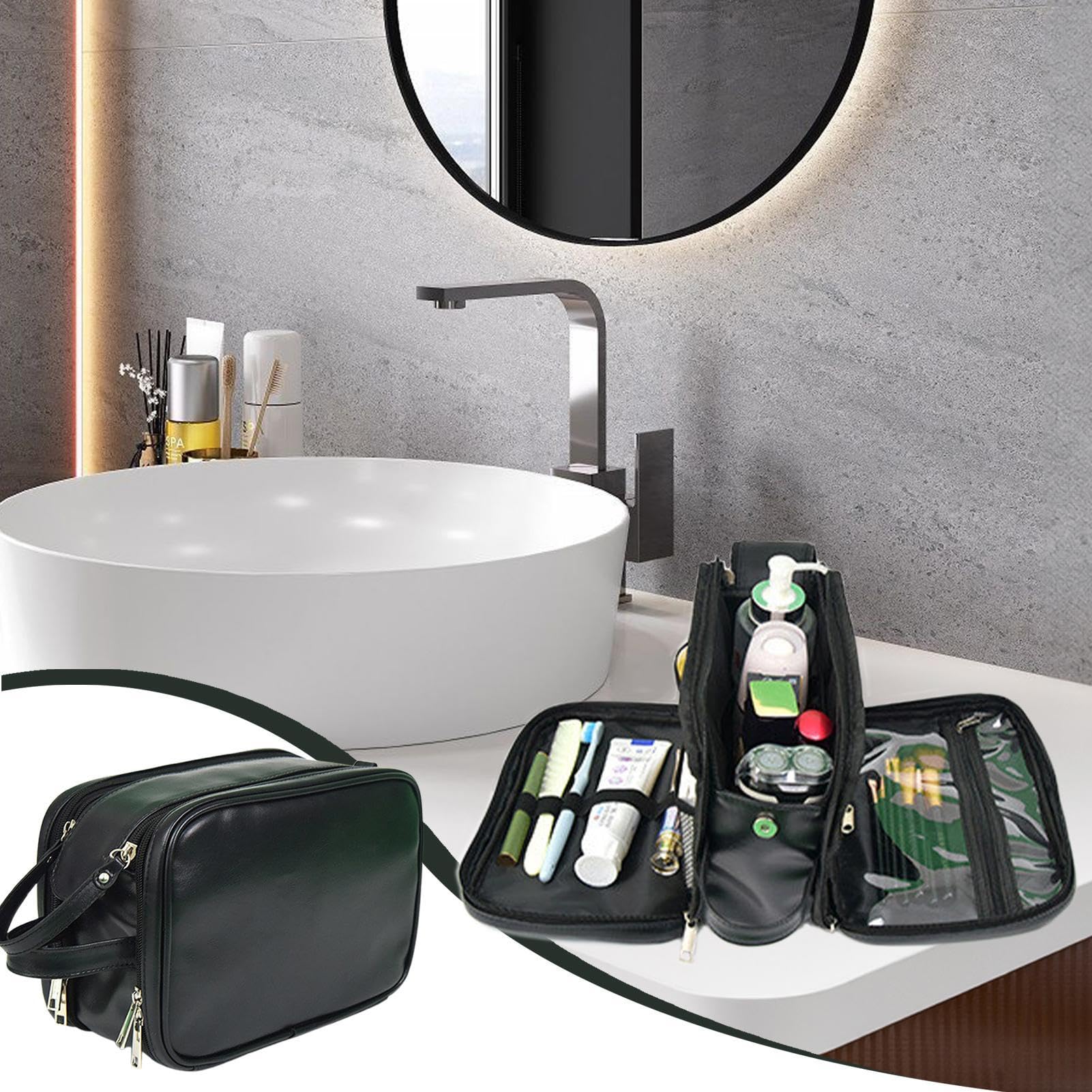 Bolsa de Viaje, Neceser, Neceser for Hombres | Estuches de Viaje for Afeitado portátil - Neceser Reutilizable for Hombres, Organizador de artículos de tocador, Bolsa de Viaje Grande(Black)