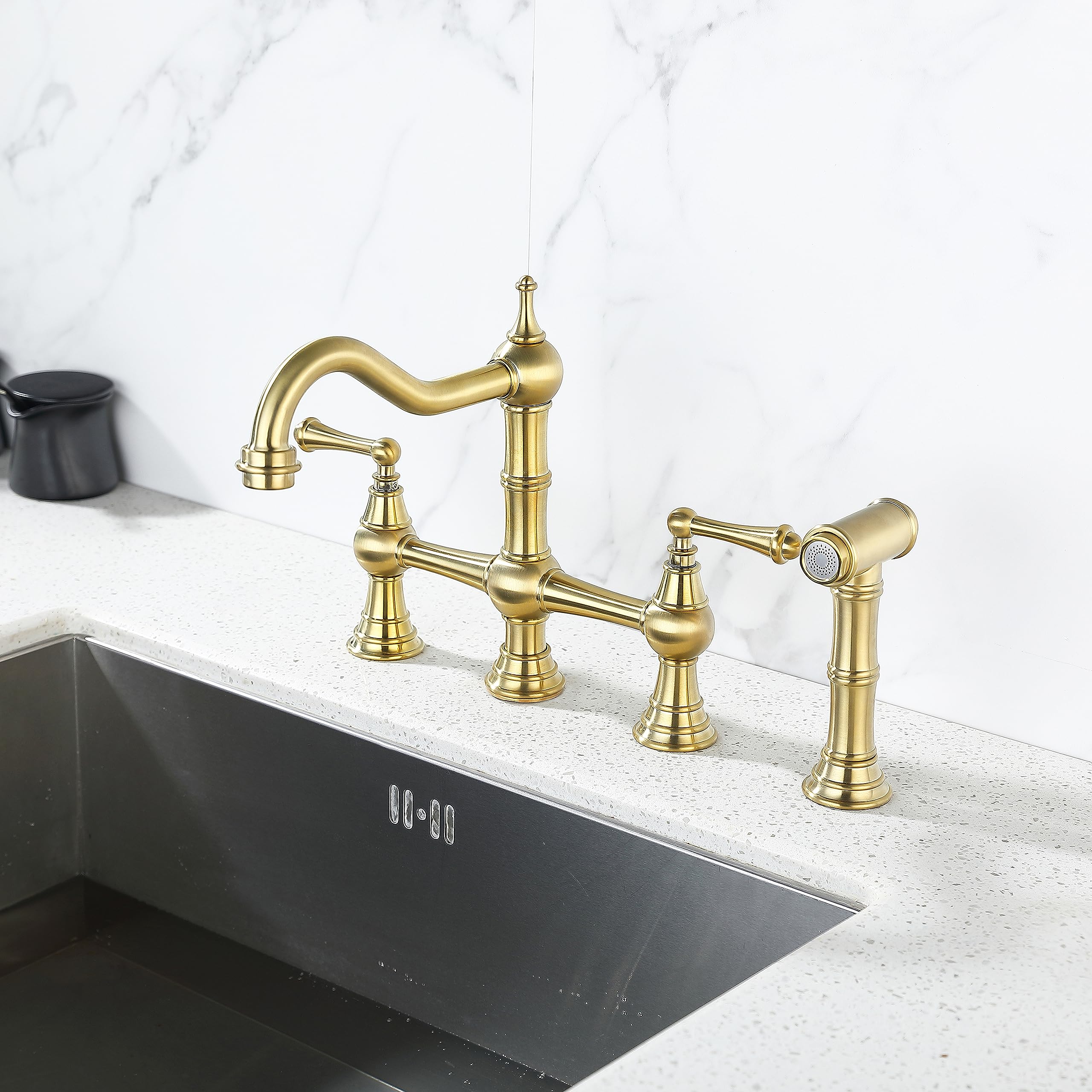 Robinet de cuisine classic heritage en laiton avec douchette latérale