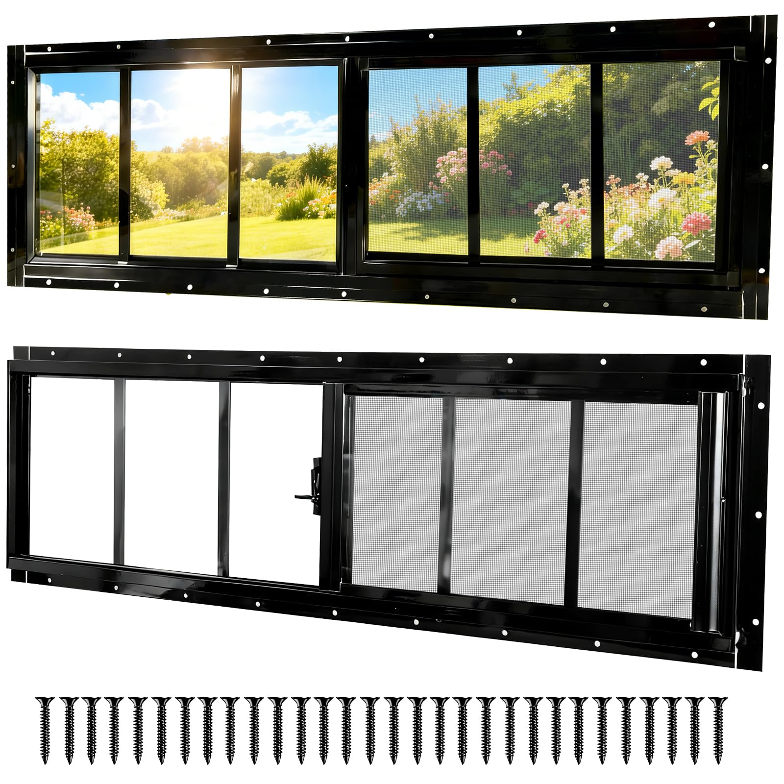 NeatiEase 2 Pack Sliding Windows 12x36 Black