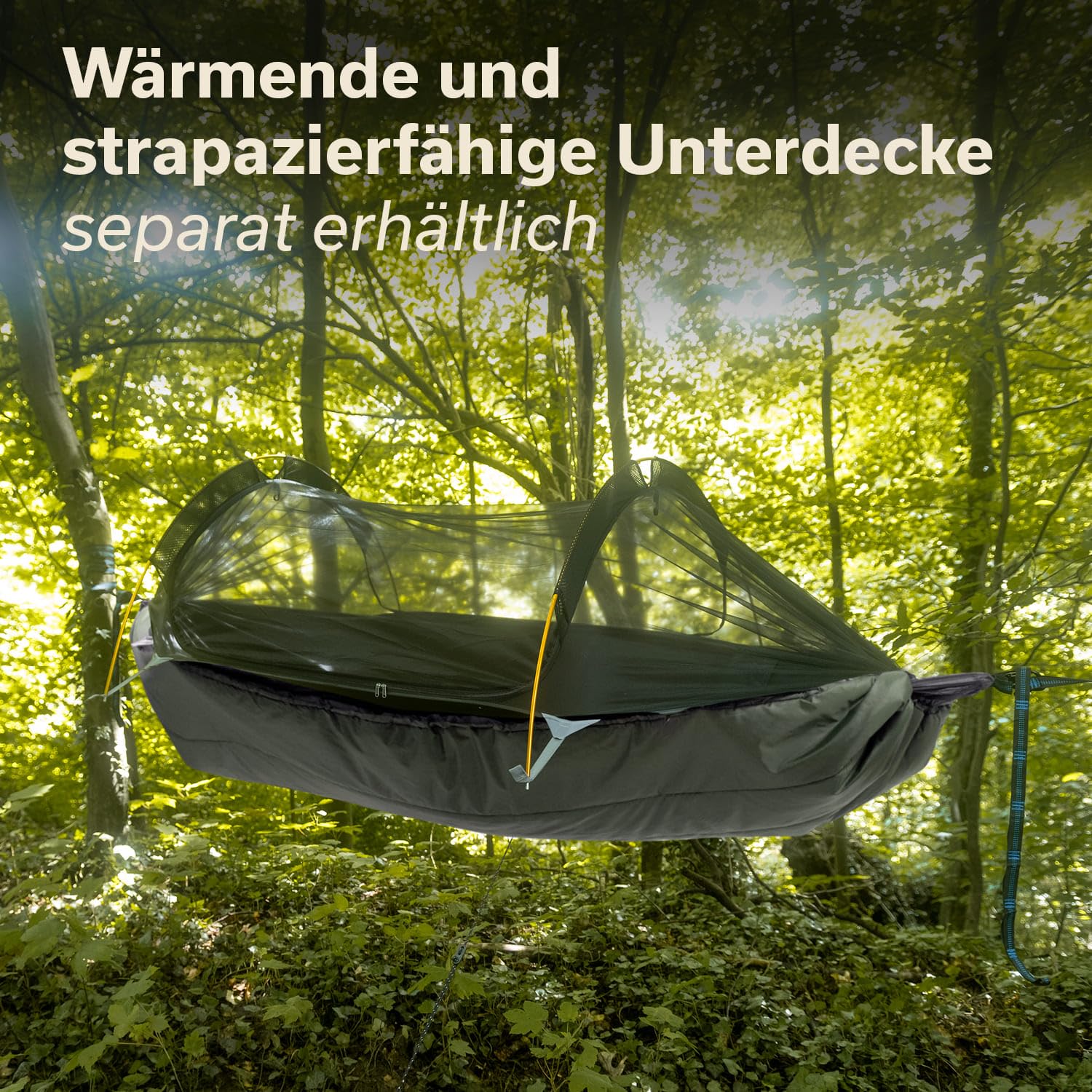 Skandika Hängemattenzelt Rian | Hängematte Outdoor mit Moskitonetz, 200 kg Tragkraft, Ultraleicht, Nylon, 1 Person Zelt, Atmungsaktiv, Baum-Aufhänge-Set | Reisehängematte Wandern, Trekking, Camping