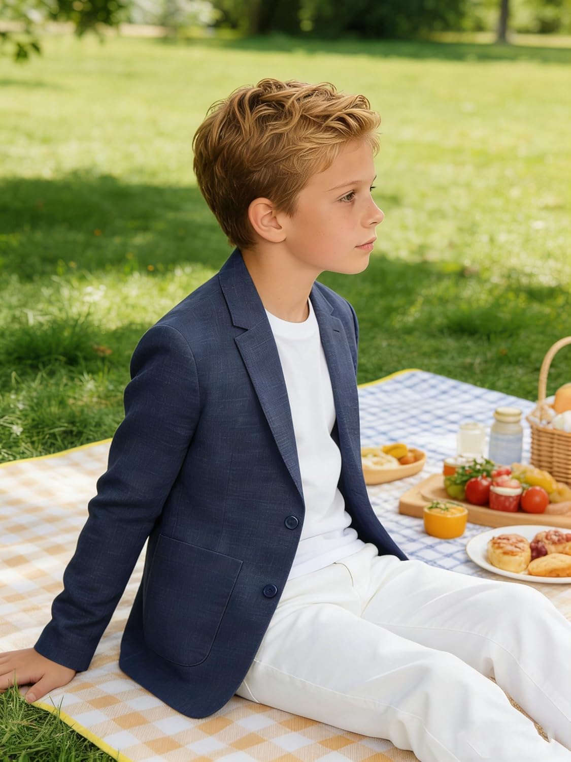 Boys Linen Blazer Lightweight Summer Kids Blazers for Boys Teens Causal Sport Coat Boy Solid Wedding Jacket